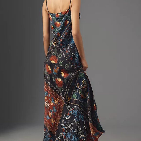 Anthropologie Farm Rio Arabesque Scarves Sleeveless Midi Slip Dress M NWT $198 - Picture 4 of 6